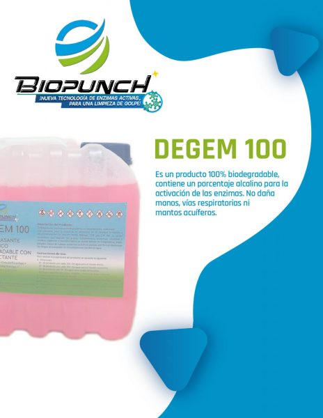 DEGEM 100. Desengrasante biodegradable con desinfectante.